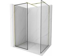Mexen Kioto paroi de douche Walk-in 90 x 70 cm, cadre noir, or brossé - 800-090-202-55-70-070 46798 5905315387592