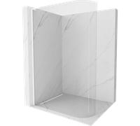 Mexen Kioto-R L paroi de douche arrondie Walk-in 90 x 200 cm, transparent, blanc - 800-090-103-20-06 39523 5905315252203