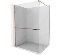 Mexen Kioto+ Walk-in Paroi de douche avec étagère Transparent Or rose 135 x 200 cm