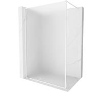 Mexen Kioto-XF paroi de douche Walk-in avec cadre 150 x 202 cm, givrée 10 mm, blanche - 800-150-104-20-30-X 59716 5905315539571