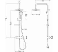 Mexen KX05 ensemble de douche en surface avec pomme de douche et robinet thermostatique, noir - 771500591-70