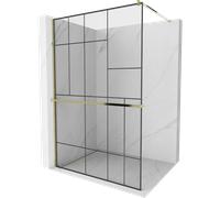 Mexen Kioto+ paroi de douche avec étagère Walk-in 80 x 200 cm, motif noir, or - 800-080-121-50-78 13909 5907709169760