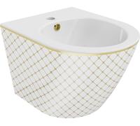 Mexen Lena Bidet suspendu, blanc/or motif à carreaux - 35224809