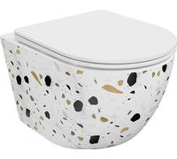 Mexen Lena Cuvette de WC Rimless avec abattant abaissable Slim, plastique thermodurci, pierre terrazzo blanche - 30224096
