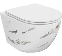 Mexen Lena Cuvette de WC Rimless avec abattant Slim à fermeture douce, plastique thermodurci, pierre blanche - 30224091