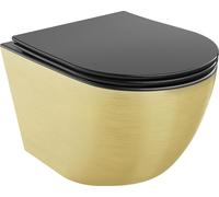 Mexen Lena Cuvette de WC sans rebord avec dalle Slim à chute lente, Duroplast, noir mat/motif géométrique doré - 30224077