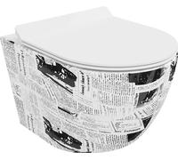 Mexen Lena Cuvette de WC sans rebord avec plaque mince à chute lente, duroplast, motif blanc - 30224099