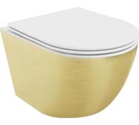 Mexen Lena Cuvette de WC sans rebord avec plaque mince à chute lente, duroplast, motif géométrique blanc/or - 30224007