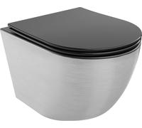 Mexen Lena Cuvette de WC sans rebord avec plaque mince à chute lente, duroplast, motif géométrique noir mat/argent - 30224073