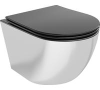 Mexen Lena Cuvette de WC sans rebord avec plaque mince à chute lente, duroplast, noir mat/argent - 30224074