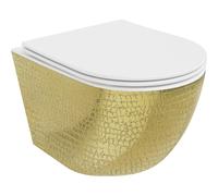 Mexen Lena cuvette WC Rimless avec abattant à descente lente slim, duroplast, blanc/or motif écailles - 30224008 16081 5907709154490
