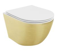 Mexen Lena cuvette WC Rimless avec abattant à descente progressive slim, duroplast, blanc/or motif lignes - 30224007 16087 5907709154483