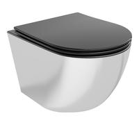 Mexen Lena cuvette WC sans rebord avec abattant à fermeture douce slim, duroplast, noir mat/argent - 30224074 16084 5907709154537