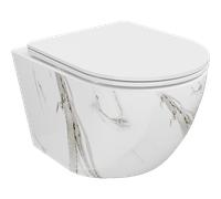 Mexen Lena cuvette WC sans bride avec abattant à descente lente slim, duroplast, pierre blanche - 30224094 35107 5905315067043