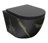 Mexen Lena cuvette WC sans bride avec abattant à descente lente slim, duroplast, pierre noire - 30224098 35120 5905315067074