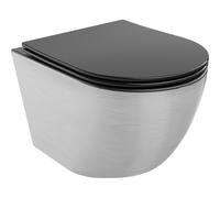 Mexen Lena cuvette WC sans rebord avec abattant à descente lente slim, duroplast, noir mat/motif lignes argent - 30224073 16088 5907709154520