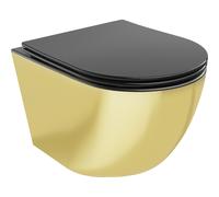 Mexen Lena cuvette WC sans rebord avec abattant slim à descente progressive, duroplast, noir mat/or - 30224076 15874 5907709154551