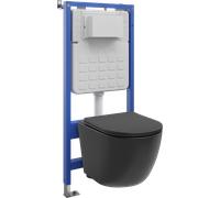Mexen Lena ensemble encastré WC cadre pneumatique Tex Air Slim avec cuvette WC Tornado et abattant à fermeture lente, noir mat 101258 5907931048253