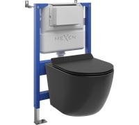 Mexen Lena ensemble encastré WC cadre pneumatique Tex Air XS-F avec cuvette WC Tornado et abattant à descente ralentie, noir 101270 5907931048376