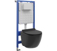 Mexen Lena ensemble encastré WC cadre Tex Slim avec cuvette WC et abattant à descente progressive, noir mat - 610030220185 101249 5907931048161