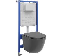 Mexen Lena ensemble encastré WC support Tex Slim avec cuvette WC et abattant à fermeture lente, gris foncé mat - 610030224071 101169 5907931045207