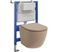 Mexen Lena ensemble WC encastré avec châssis pneumatique Tex Air XS-F, cuvette WC et abattant à descente lente, cappuccino 101166 5907931045177