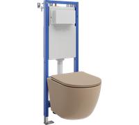 Mexen Lena ensemble WC encastré cadre étroit, d'angle Tex W avec cuvette WC et abattant à descente lente, cappuccino mat 101163 5907931045146
