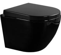 Mexen Lena Toilet Bowl Rimless with Slow-fall Slab Slim, Duroplast, Black - 30224070