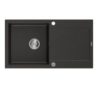 Mexen Leo évier en granit à 1 bac avec égouttoir 900 x 500 mm, noir/doré métallisé, siphon chromé - 6501901010-75 3540 5907709193727