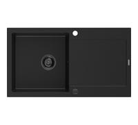Mexen Leo évier en granit 1 bac avec égouttoir 900 x 500 mm, noir, siphon noir - 6501901010-77-B 16273 5905315012593