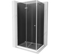 Mexen Lima Paroi de douche pliante 70 x 100 cm, Noir graphite, Chrome + Receveur de douche plat, Blanc - 856-070-100-01-40-401