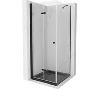 Mexen Lima cabine de douche pliante 80 x 80 cm, transparent, noir + receveur de douche Flat, noir - 856-080-080-70-00-4070B 13438 5907709166677