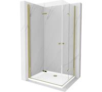 Mexen Lima Duo cabine de douche pliable 80 x 70 cm, transparent, doré + receveur plat - 856-080-070-50-02-4010G 13314 5907709165199