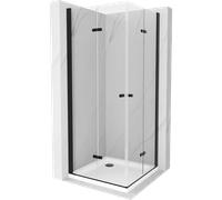 Mexen Lima Duo cabine de douche pliante 100 x 100 cm, transparent, noir + receveur Flat - 856-100-100-70-02-4010B 13327 5907709165311