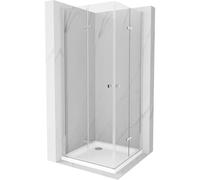 Mexen Lima Duo cabine de douche pliante 80 x 80 cm, transparent, chrome + receveur plat - 856-080-080-01-02-4010 13295 5907709165588