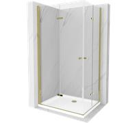 Mexen Lima Duo cabine de douche pliante 90 x 80 cm, transparente, dorée + receveur Flat - 856-090-080-50-02-4010G 13316 5907709165212