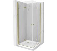 Mexen Lima Duo Paroi de douche pliante 80 x 80 cm, Transparent, Or + Receveur de douche plat - 856-080-080-50-02-4010G