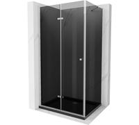 Mexen Lima Paroi de douche pliante 100 x 90 cm, Noir graphite, Chrome + Receveur de douche plat, Noir - 856-100-090-01-40-40