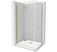 Mexen Lima Paroi de douche pliante 70 x 80 cm, Transparent, Or + Receveur de douche plat - 856-070-080-50-00-4010