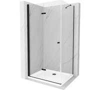 Mexen Lima Paroi de douche pliante 80 x 120 cm, transparente, noire + receveur de douche plat, blanc - 856-080-120-70-00-4010B