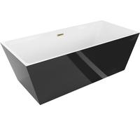Mexen Lita baignoire autoportante 170 x 75 cm, blanc/noir, trop-plein doré - 52121707575-50