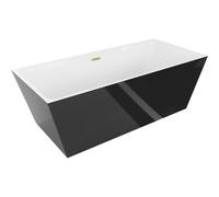 Mexen Lita baignoire autoportante 170 x 75 cm, blanche/noire, trop-plein doré brossé - 52121707575-55 45932 5905315380241