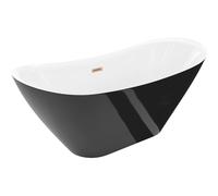 Mexen Lotos baignoire autoportante 140 x 75 cm, blanc/noir, trop-plein cuivre brossé - 52051407775-65 61565 5905315575029