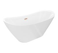 Mexen Lotos baignoire autoportante 140 x 75 cm, blanche, trop-plein en cuivre brossé - 52051407700-65 61555 5905315574923