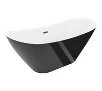 Mexen Lotos baignoire autoportante 150 x 75 cm, blanche/noire, trop-plein gris canon brossé - 52051507775-66 61586 5905315575234