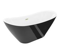 Mexen Lotos baignoire autoportante 160 x 75 cm, blanc/noir, trop-plein doré brossé - 52051607775-55 61606 5905315575401