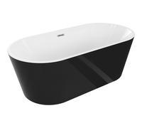 Mexen Luna baignoire autoportante 160 x 75 cm, blanc/noir, trop-plein chromé - 52031607575-01 45790 5905315379412