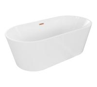 Mexen Luna baignoire autoportante 160 x 75 cm, blanc, trop-plein cuivre brossé - 52031607500-65 45785 5905315379368