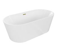 Mexen Luna baignoire autoportante 160 x 75 cm, blanche, trop-plein doré - 52031607500-50 45782 5905315379337