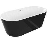 Mexen Luna baignoire autoportante 170 x 80 cm, blanc/noir, bonde en inox brossé - 52031708075-97